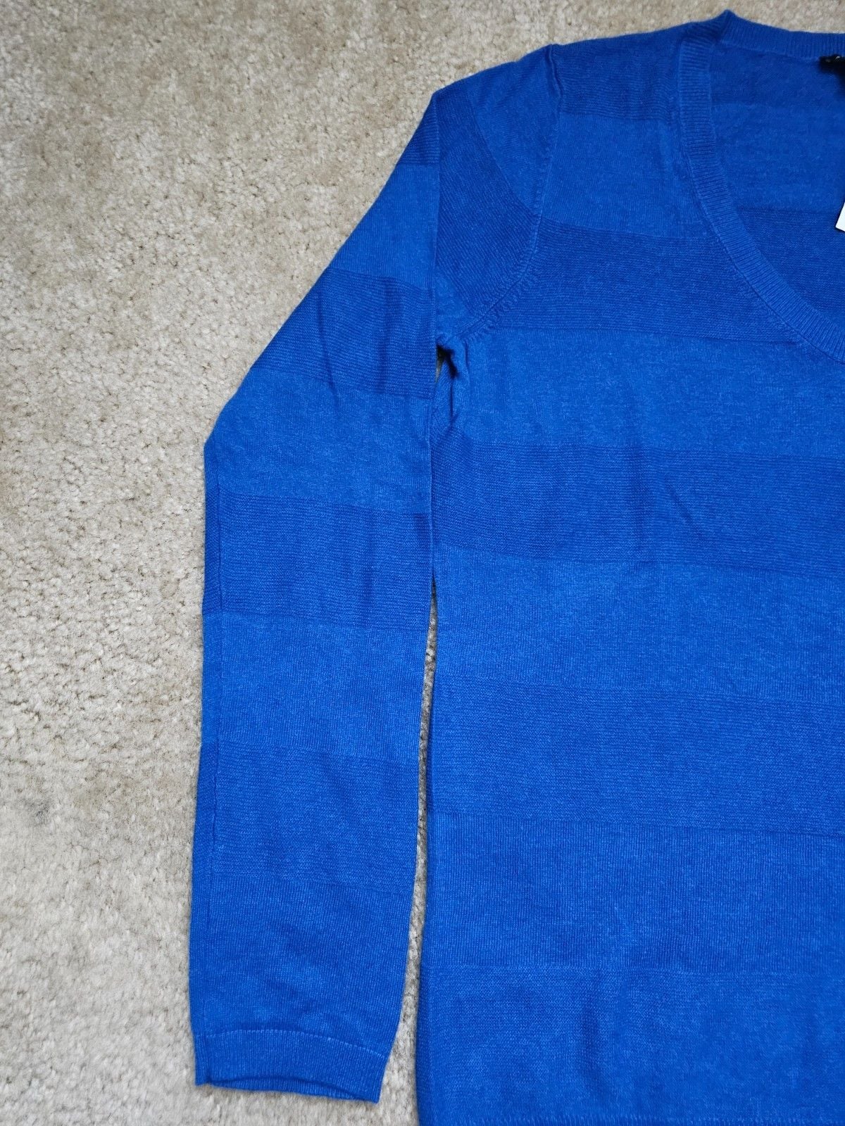 NWT Ann Taylor Blue Scoop Neck Striped Lightweight Sweater Women's L $69 3
