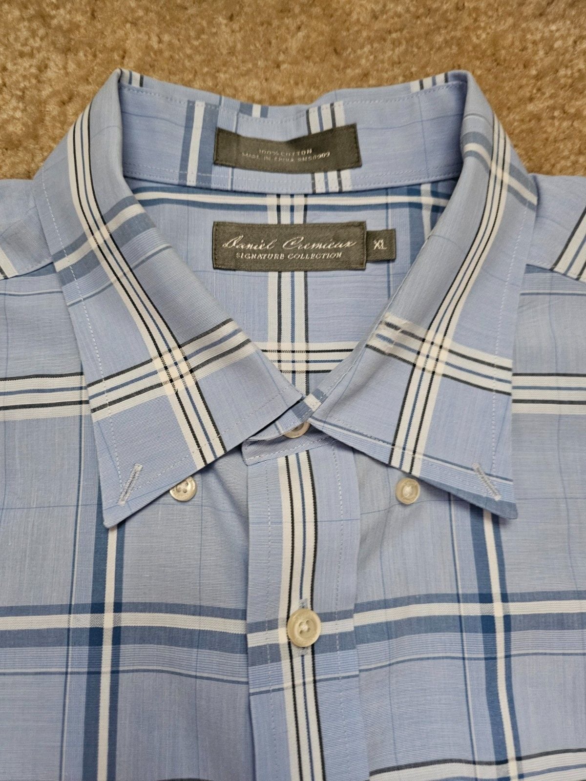 Daniel Cremieux Signature Collection Men XL Blue Plaid Short Sleeve Button Down 6