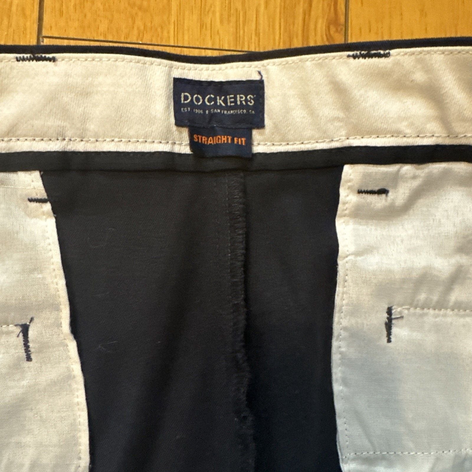 Dockers Pants Mens 34x34 Navy Straight Fit Flat Front Performance Stretch Chino 6
