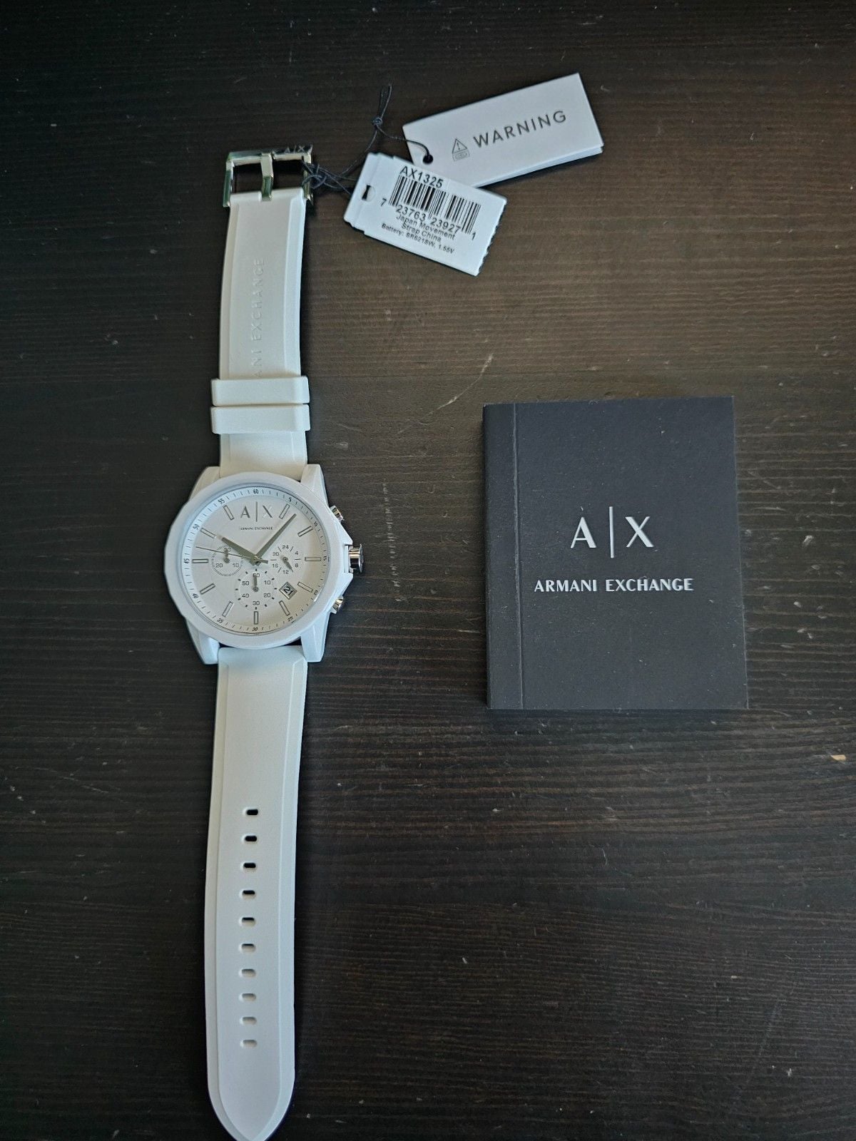Armani Exchange AX1325 Men's White Chronograph Watch Silicone Strap New Tags 2