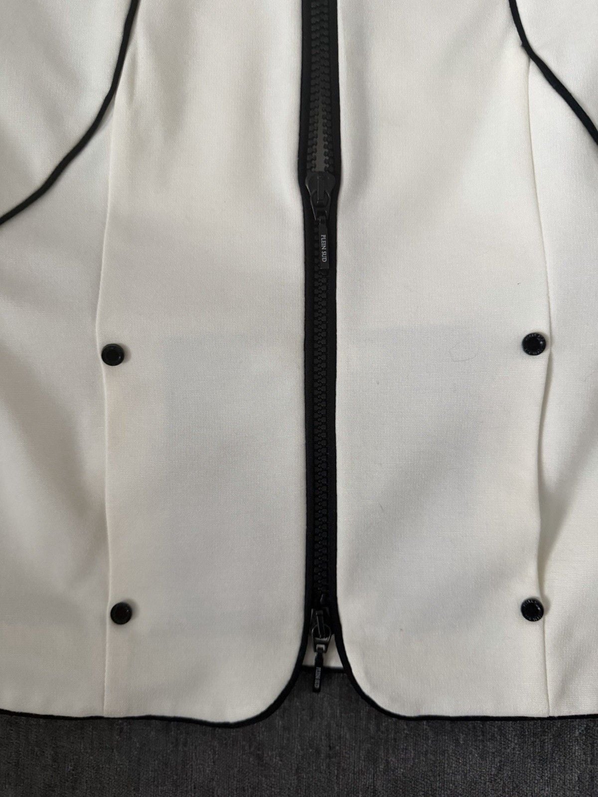 PLEIN SUD JEANIUS White/Black Piped Zip Jacket & Skirt 2pc Set US 4 21