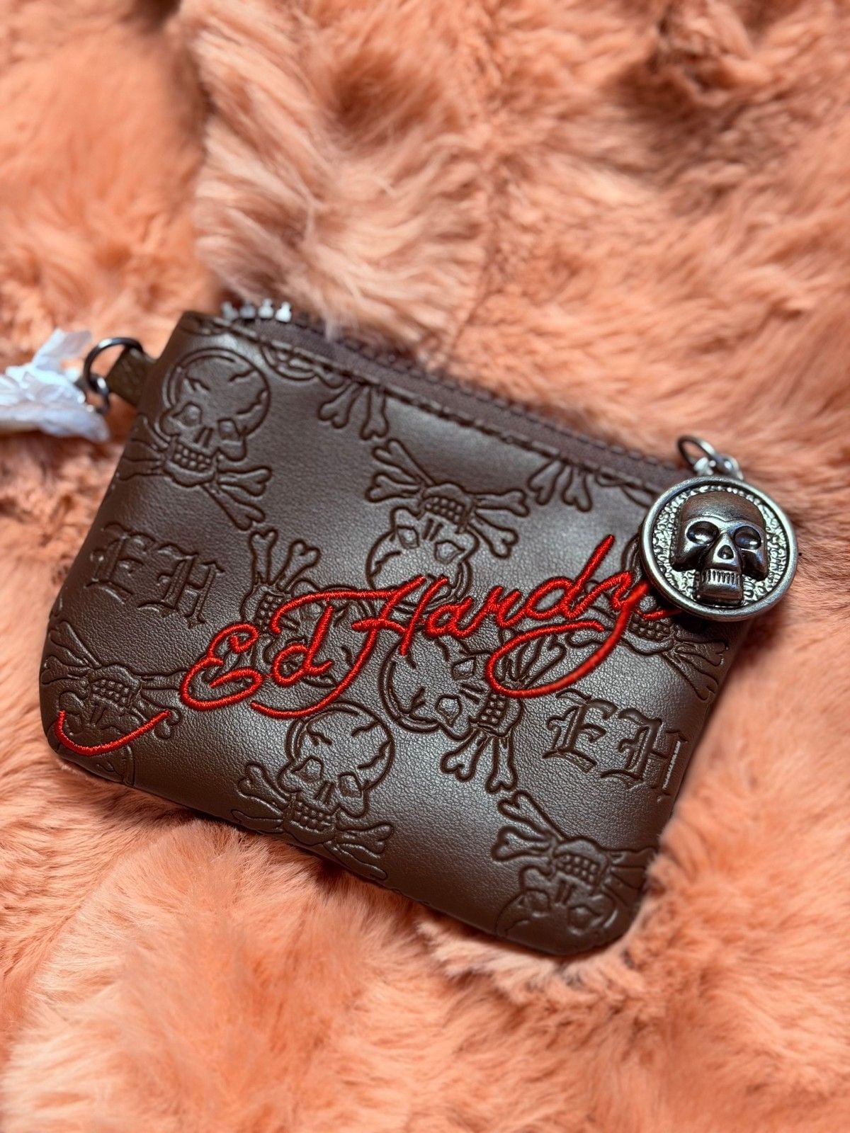 Ed Hardy Leopard Print Skull Tattoo Shoulder Bag Studded Y2K Purse NWT 12