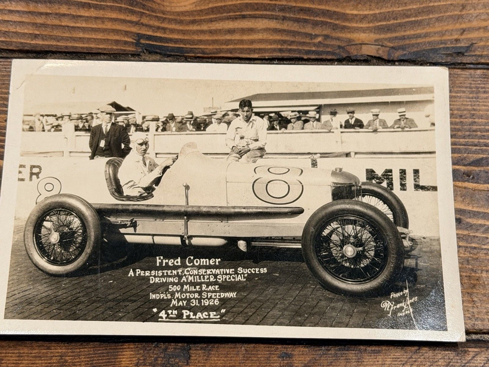4 Vtg 14th Annual Indianapolis 500 Indy RPPC Photo Postcards 1926 “Miller Special” Cooper Hartz Woodbury Comer 7