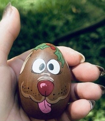 VTG 1990 Handpainted & Artist Signed Santa & Rudolph The Red Nosed Reindeer Eggs 23