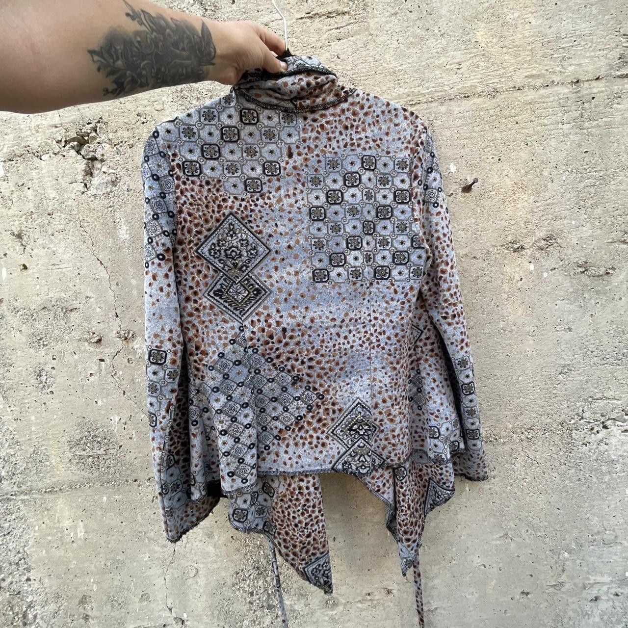 Alberto Makali boho print drape jacket 7