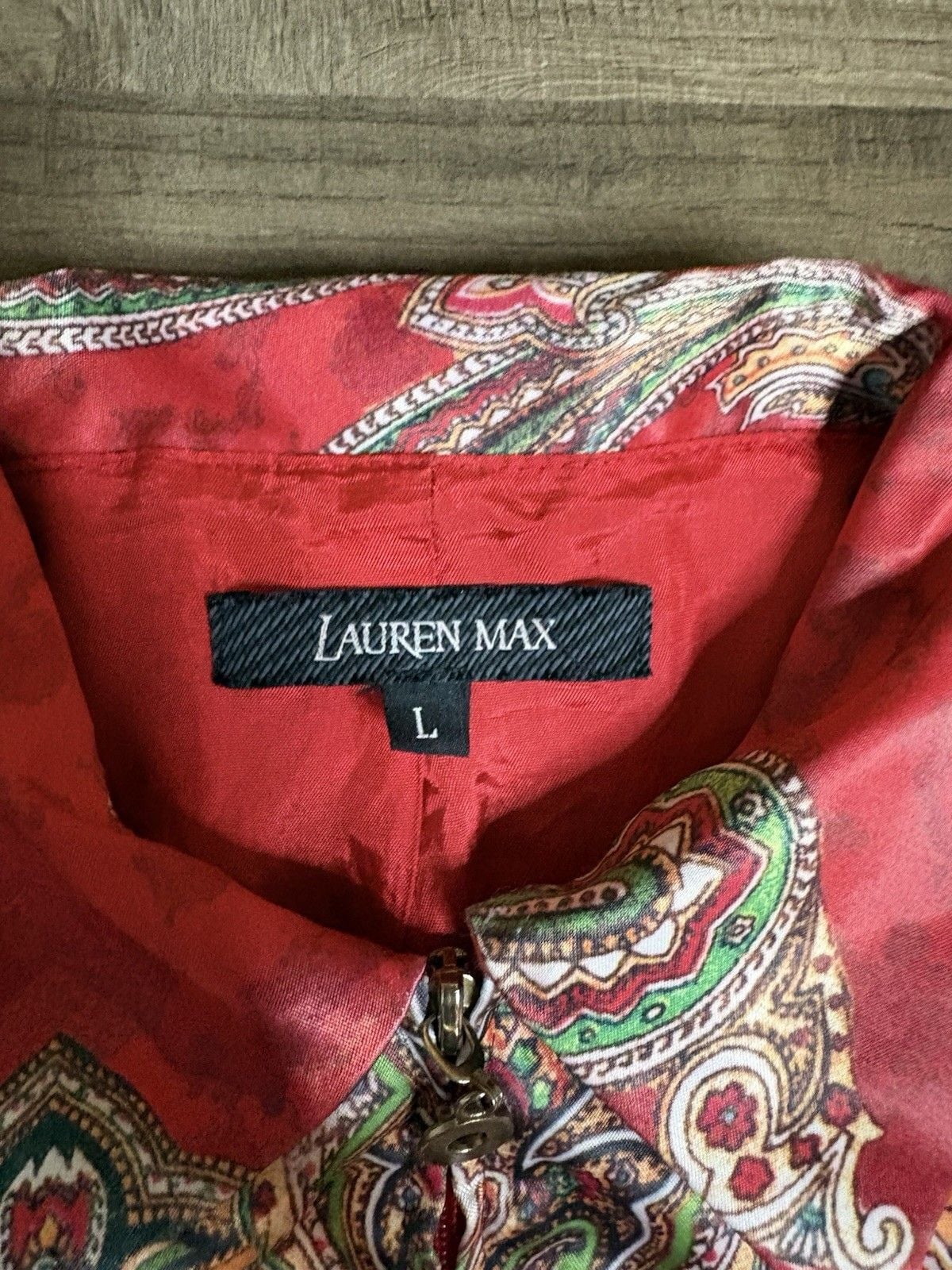 Vintage 90s Lauren Max Jacket Women’s Size L Red Paisley Zip Up 4