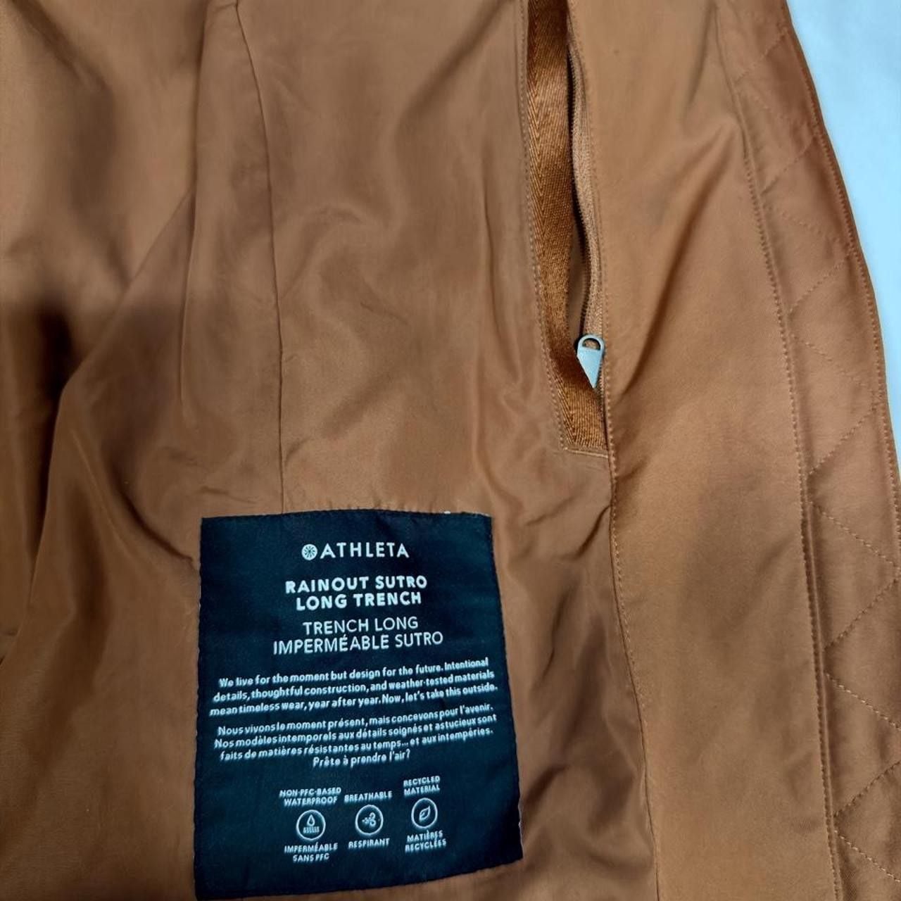 Athleta brown polyester raincoat with hood, size XL #athletic #outdoor 5