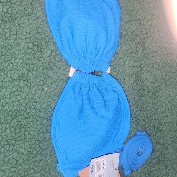 Target Textured Blue Swimsuit Top - Size L (12-14) NWT 🌊