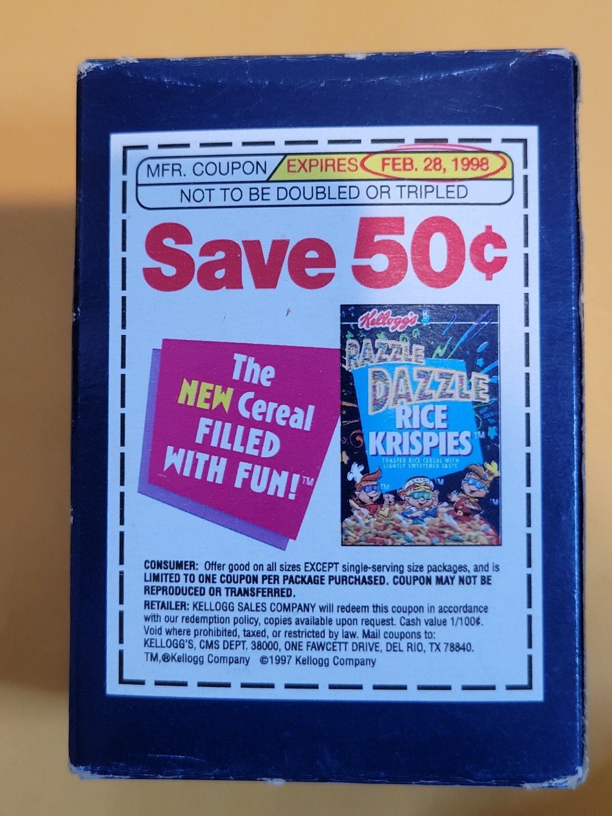 Kellogg's Razzle Dazzle Rice Crispies Cereal Box 1998 Original Seal NOT OPEN! 12