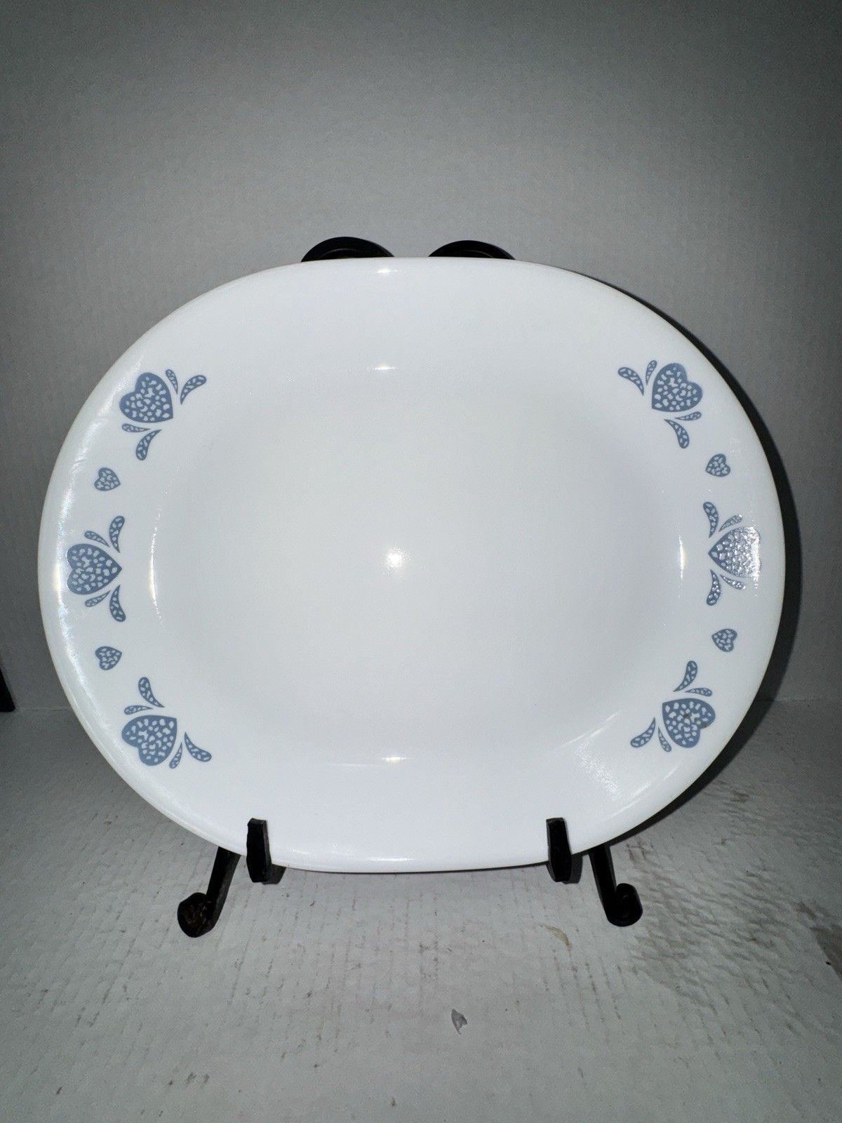 CORNING CORELLE BLUE HEARTS SPONGED 10" X 12 1/4" OVAL SERVING PLATTER 1