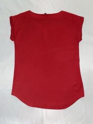 Express Blouse Women's S Red V-Neck Short Sleeve Lightweight Top Shirt 6