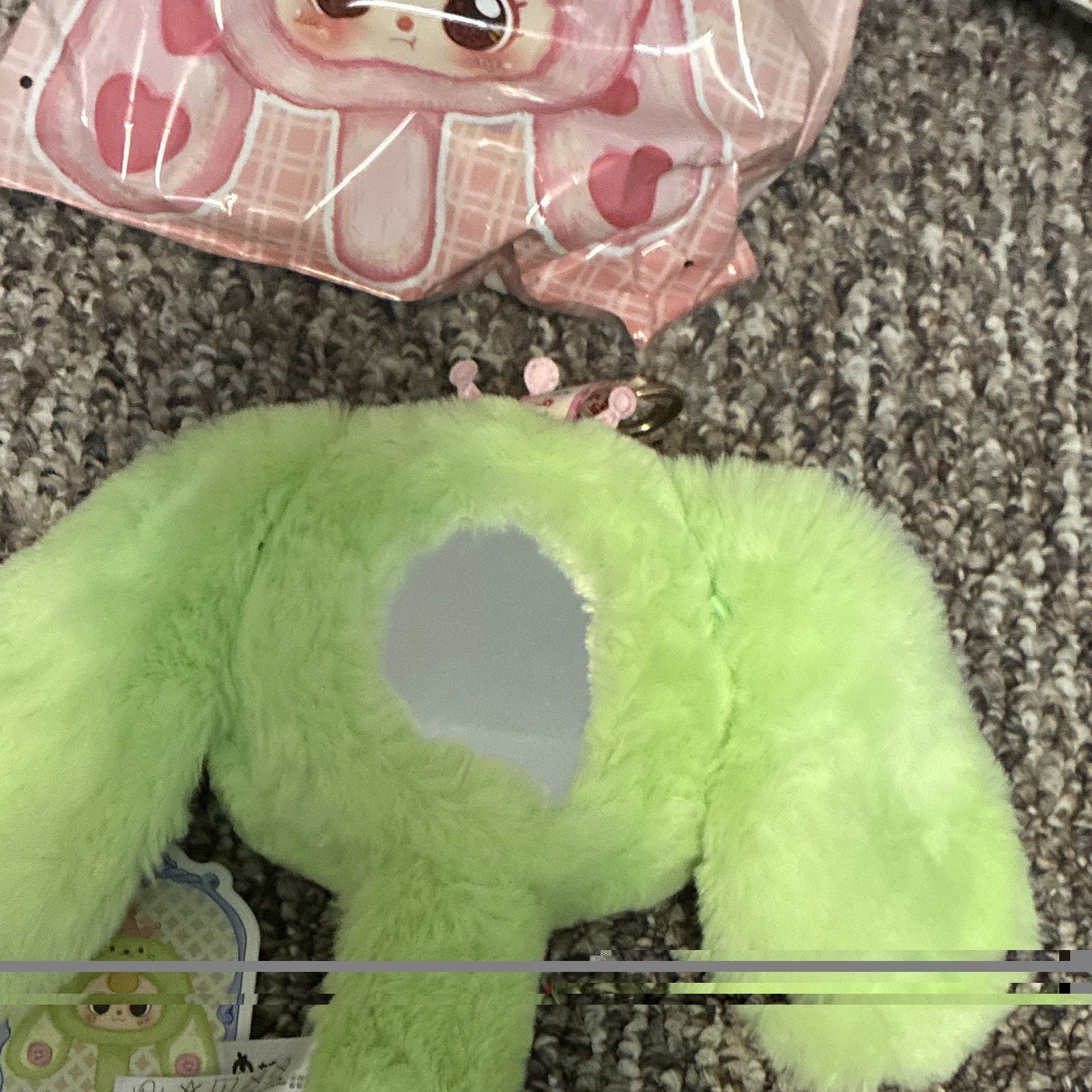 Baby Three Green Bunny Plush Hanging Mobile Bag Easter magic mirror lot of 2 7