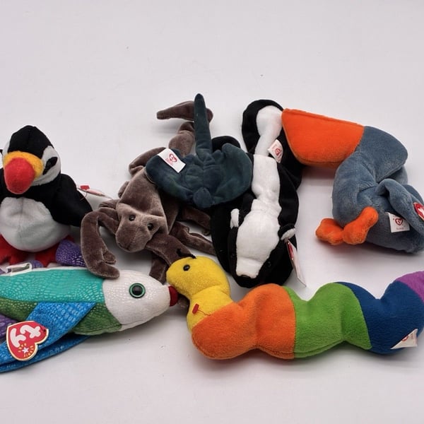 Lot of 6 TY Beanie Babies Teenie Babies Sting Scoop Puffer Propeller Inch NWT