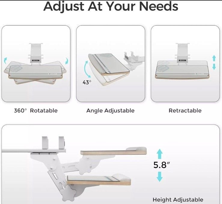 Herman Miller TL Series Office Desk Adjustable Swivel Keyboard Support 6