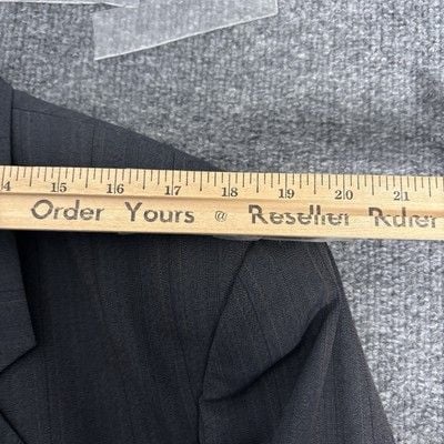 Vintage Christian Dior Suit Mens 46L 44x32 Charcoal Gray Pinstripe Wool 2 Piece 10