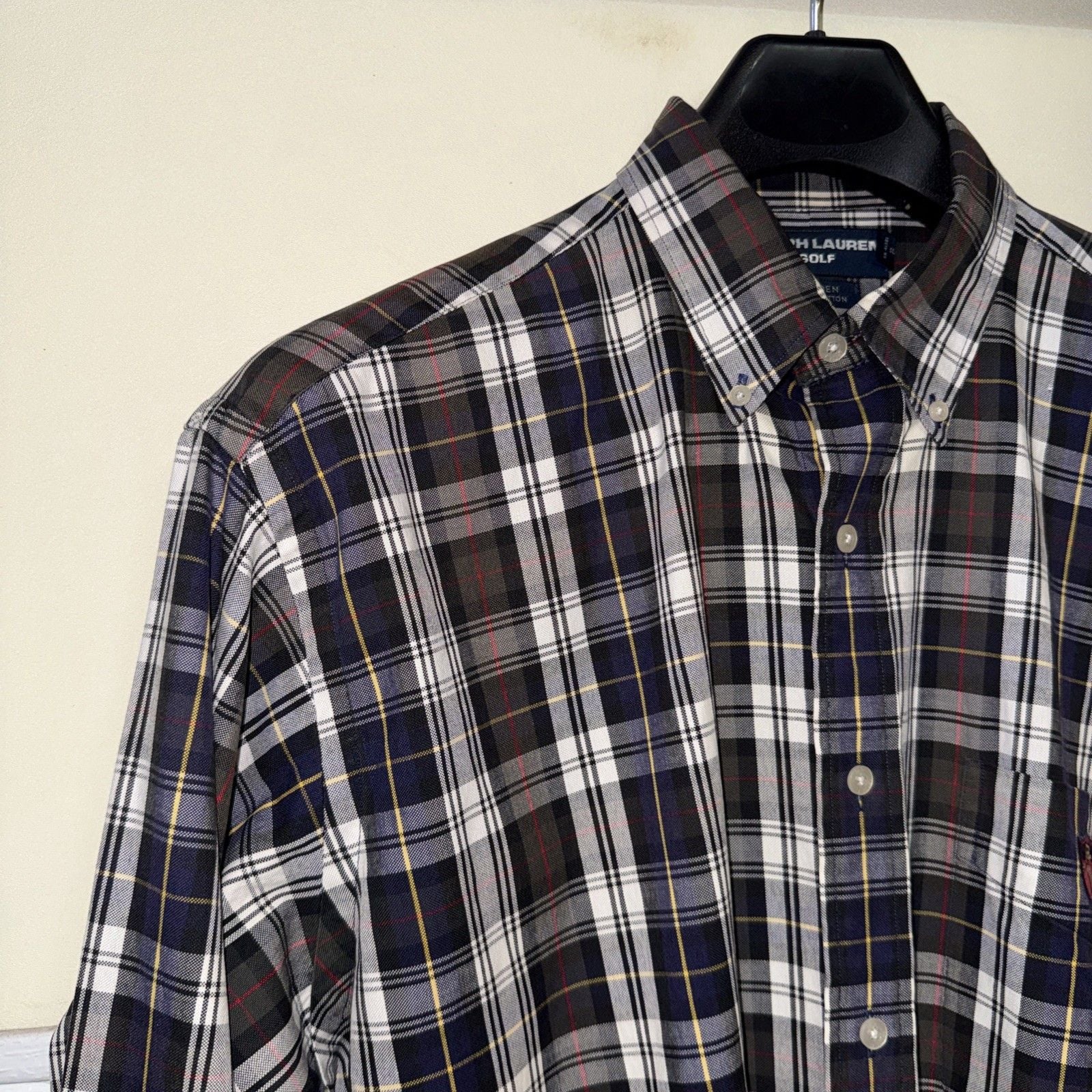 POLO RALPH LAUREN Shirt | Long Sleeve Blue RED YELLOW WHITE PL AID Stripe | L 11