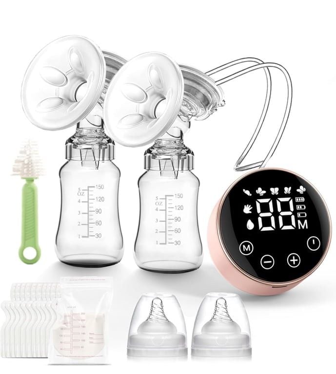 Electric Double Breast Pump with LCD Display and Accessories 1