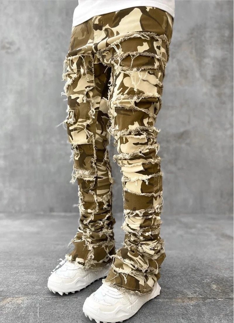 Men's Ripped Stacked Jeans | Fringe Detail | Slim Streetwear Denim 5