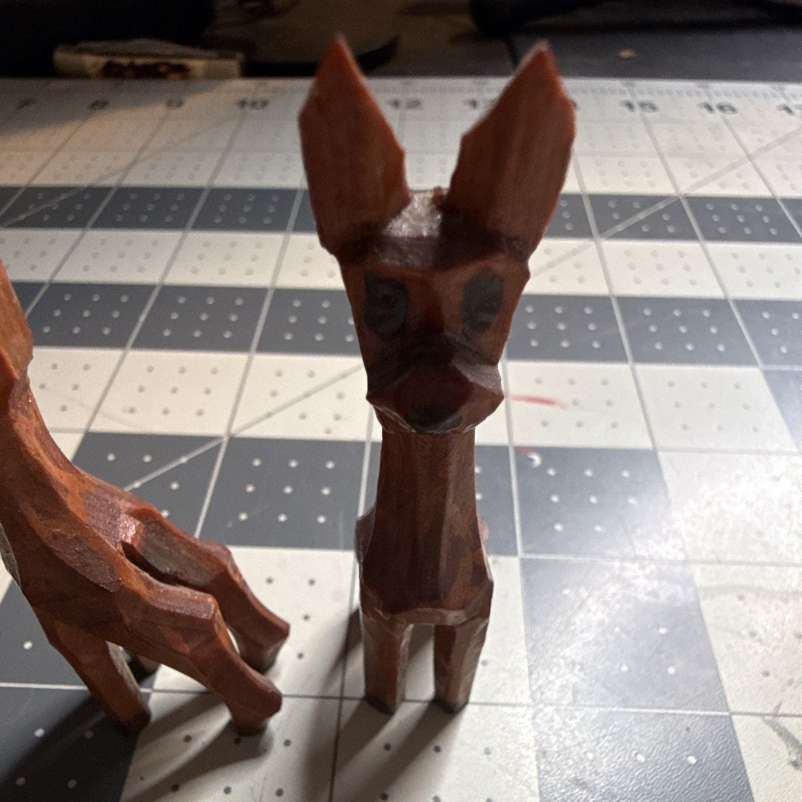 Carved Wooden Dog Figurines Pair Set of 2 Brown Natural Finish 4 in 4