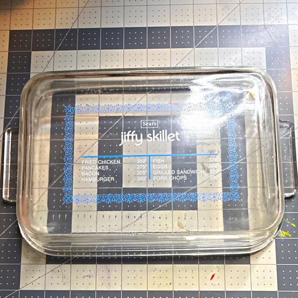 Sears Jiffy Skillet Clear Glass Rectangle Casserole Dish 13x9 Oven-Safe 375°F