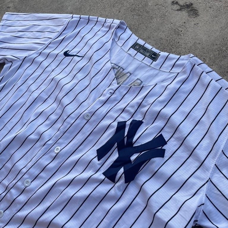 Nike Yankees Stanton #27 Pinstripe Jersey 4