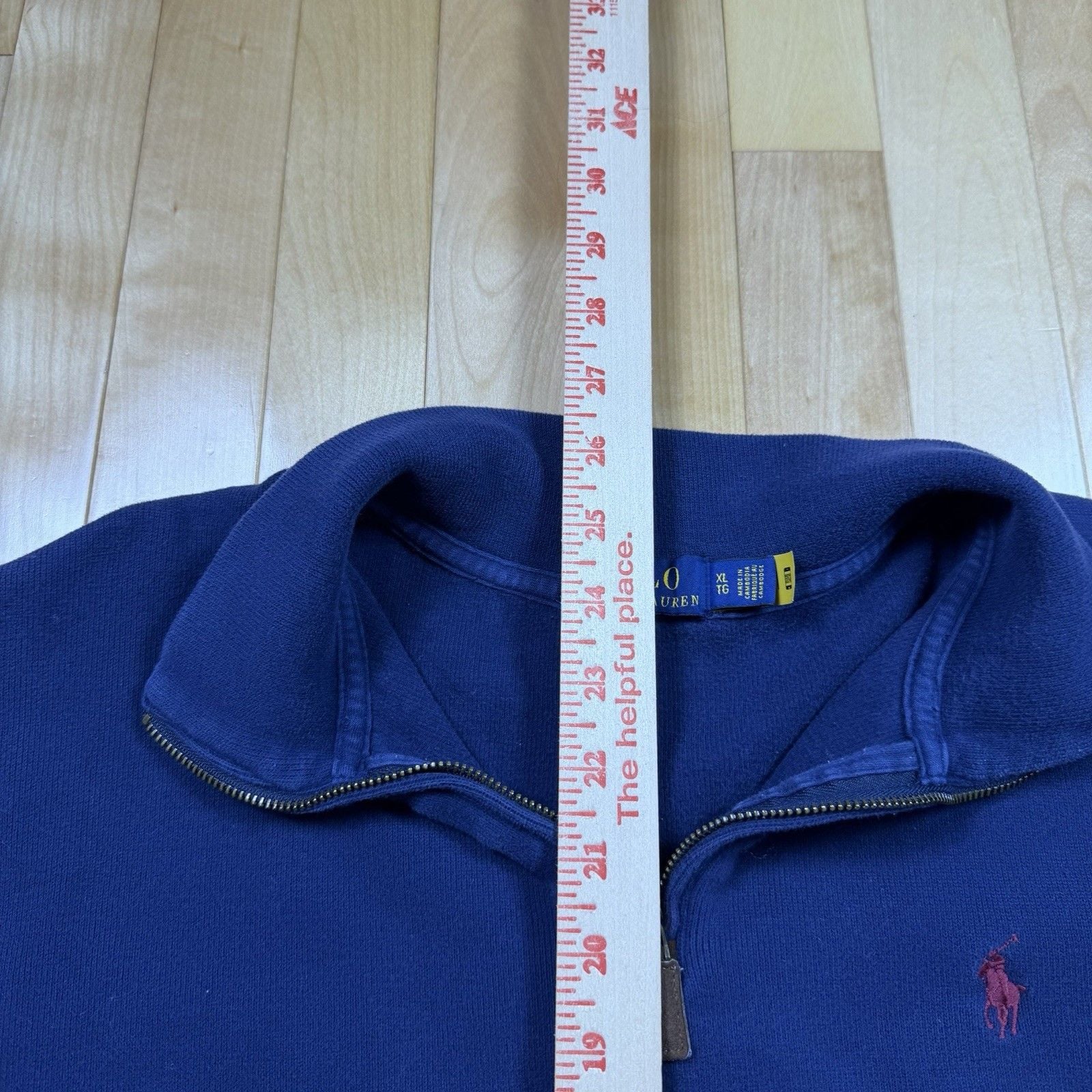 Polo Ralph Lauren Quarter Zip Pullover Mens XL Blue Red Pony Sweatshirt 6