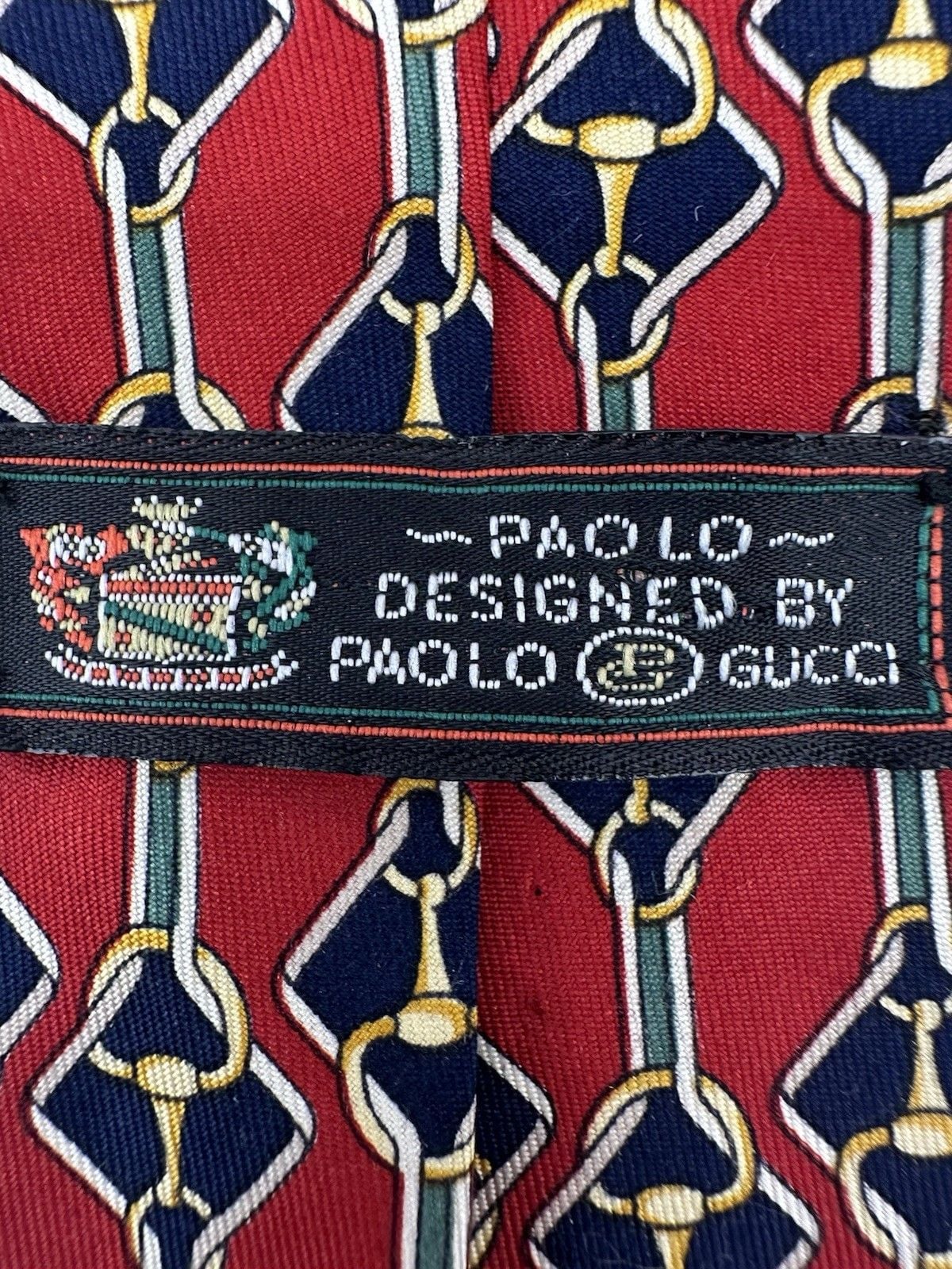 Vtg Paolo Gucci 100% Silk Tie Mens Red Blue Knots  Italy 9