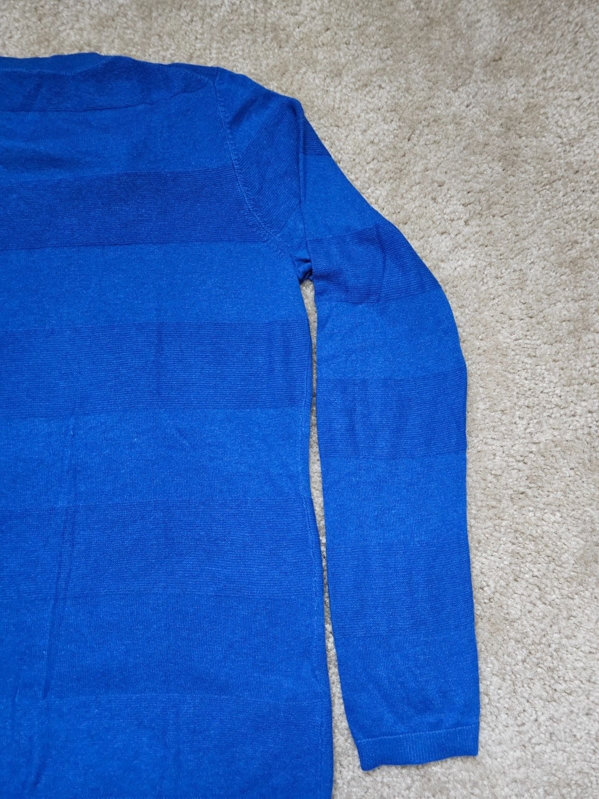 NWT Ann Taylor Blue Scoop Neck Striped Lightweight Sweater Women's L $69 9