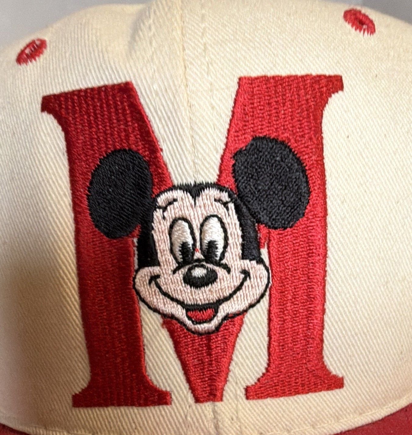Vintage Disney Mickey Mouse Snapback Hat White/Red One Size Fits All Unisex NWT 2