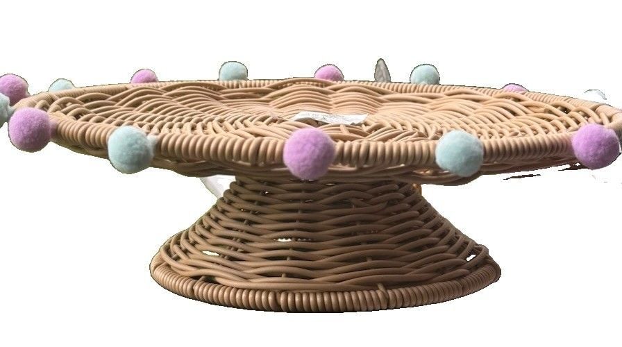 12 in Faux Rattan Cake Cupcake Pedestal Treat Stand Wicker Pastel Wedding,Party 3