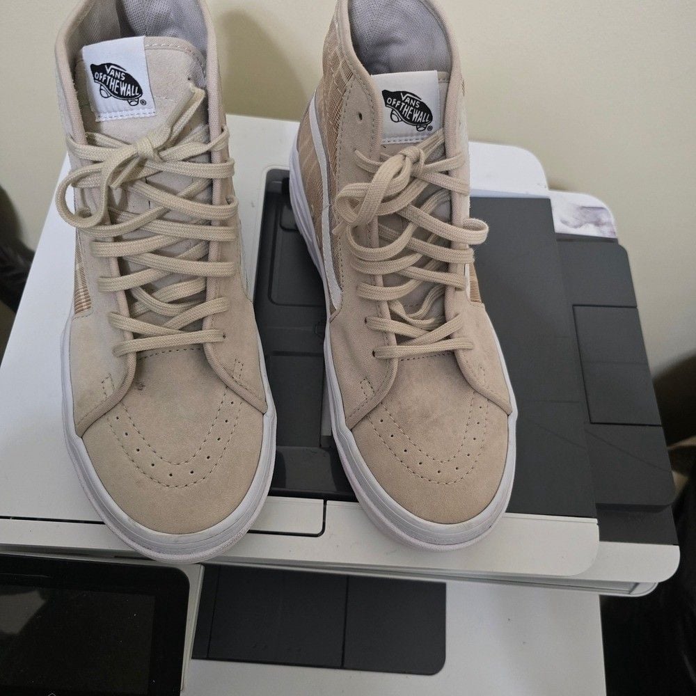 Vans Sentry Sk8-Hi Waffle Cup Sneakers Women's Size 9.5 Tan Plaid Suede Shoes 4