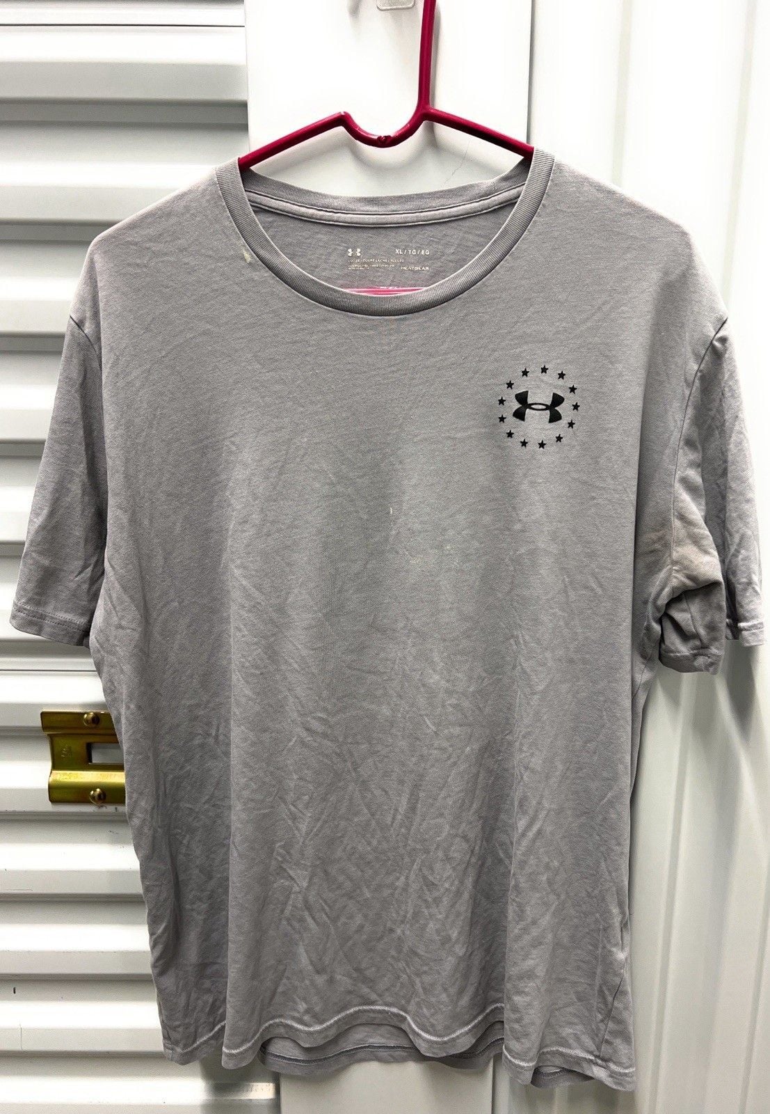 Under Armour HeatGear T Shirt Mens Extra Large Gray Freedom Flag Flaw 3
