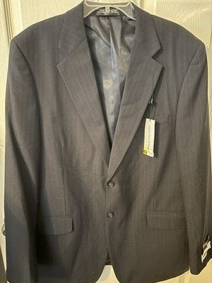 Bert Pulitzer Blazer Mens 44L Black Pinstripe Suit Jacket NWT Classic 2 Button 2