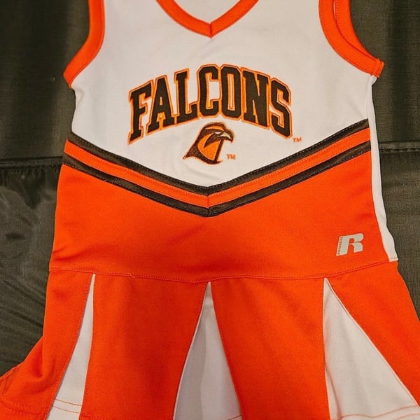 Russell Toddler Girls Bowling Green 24M Orange White Black Falcons Cheer Dress