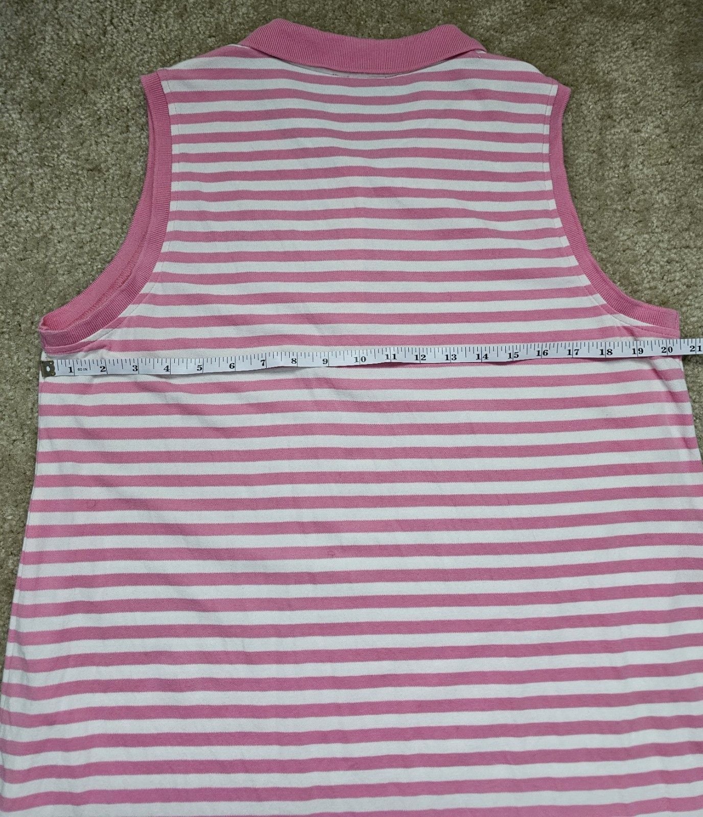 Tommy Hilfiger Women XL Pink White Striped Sleeveless Polo Dress Preppy Golf 10
