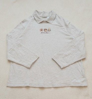 Vintage Fall Autumn Leaves Acorn Embroidery Mock Collar Sweatshirt Large Cotton 9