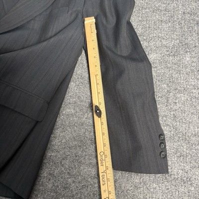 Vintage Christian Dior Suit Mens 46L 44x32 Charcoal Gray Pinstripe Wool 2 Piece 11