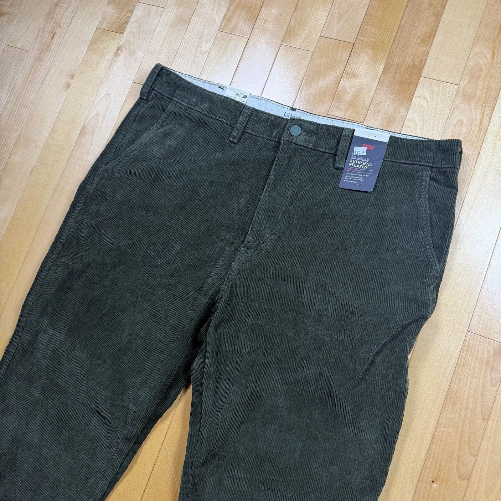Levi's XX Chino Authentic Relaxed Corduroy Pants Green Men's 38x30 Straight 10