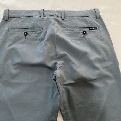 Perry Ellis Pants Mens 34x32 Light Blue Slim Fit Flat Front Trousers 9