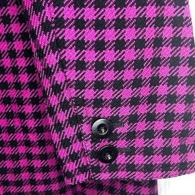Vntg Valentino Miss V Wool Houndstooth Blazer IT 40 (US M) Magenta/Black Italy 5