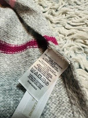 LOFT Oversized Soft & Cozy Gray Striped Turtleneck Poncho Sweater Medium Large 5