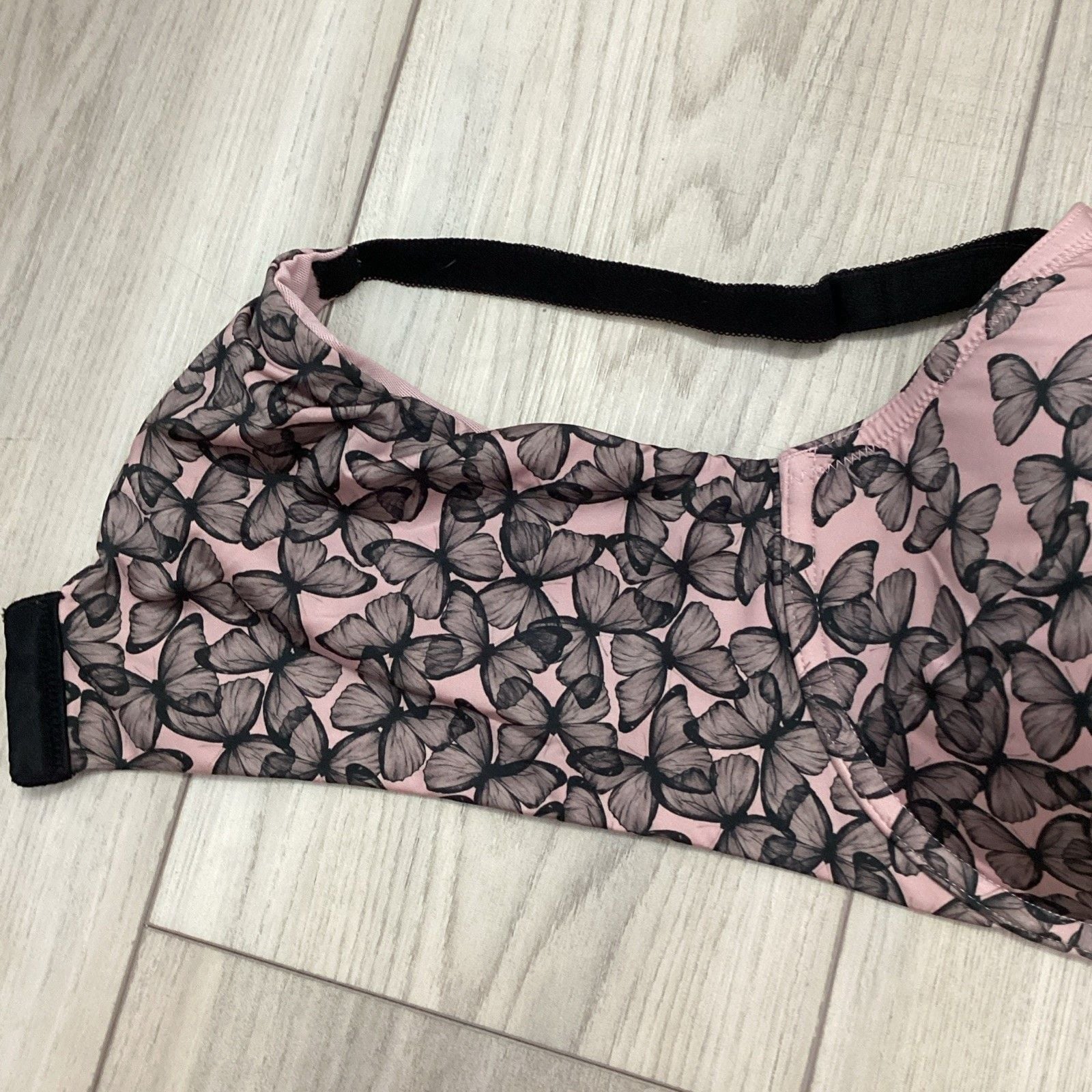 TORRID Bra Perfect Light Lined Cup NO-WIRE Pink Black Butterflies Size 40DD 4