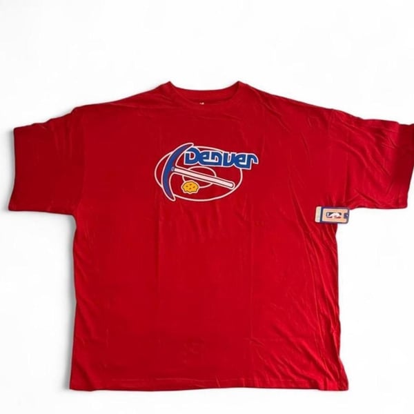 Red Denver Nuggets basketball tee with blue/white logo size 4 XL dimensions in the pictures brand new with tags