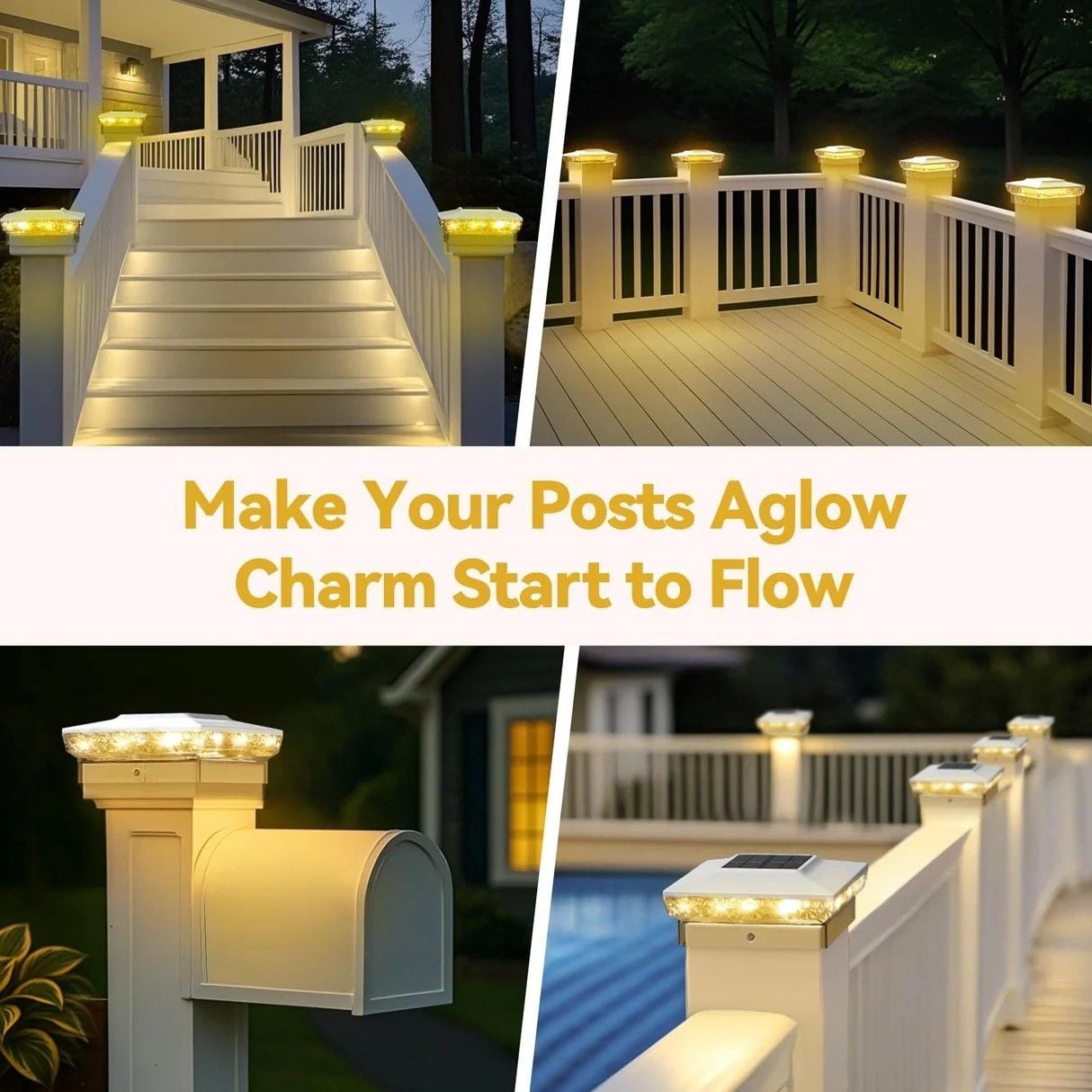 KEILAIMO Solar Post Cap Lights, 12-Pack Upgraded Outdoor Deck Fence Post 8