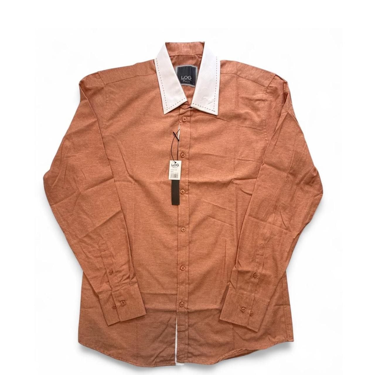 LOG Wear Mens Orange button long sleeve Shirt size large dimensions are in the pictures Brand new with tags 2