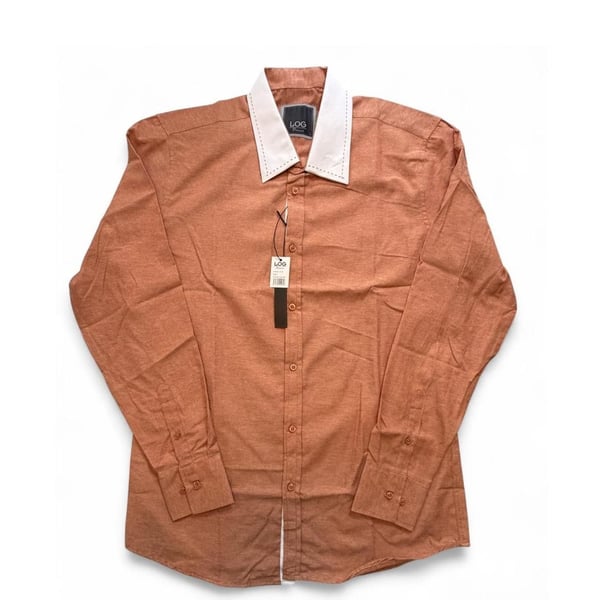 LOG Wear Mens Orange button long sleeve Shirt size large dimensions are in the pictures Brand new with tags