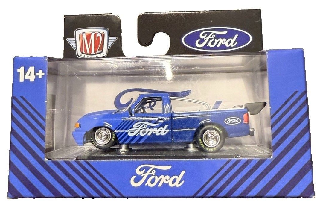 M2 Machines Auto-Trucks 1995 Ford Ranger XLT 1/64 Blue Diecast Drag Truck R112 1