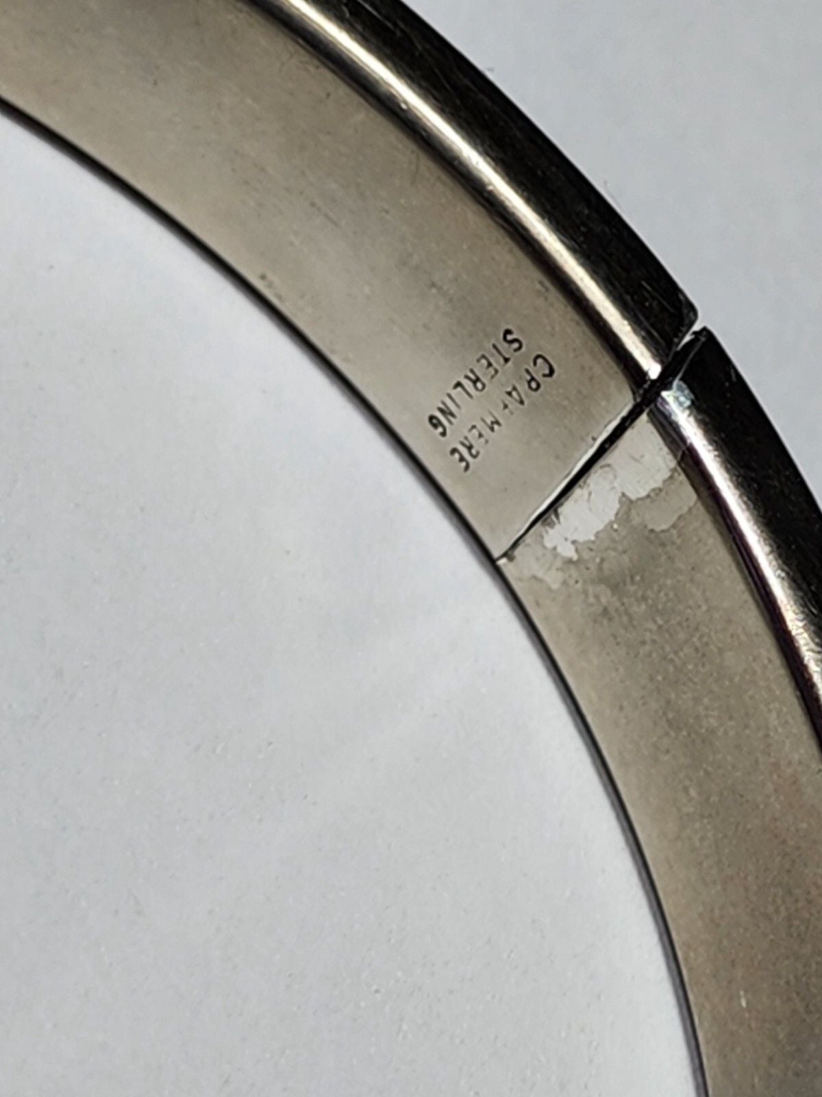 Vintage Crafmere Sterling Silver Etched Bangle Bracelet 3