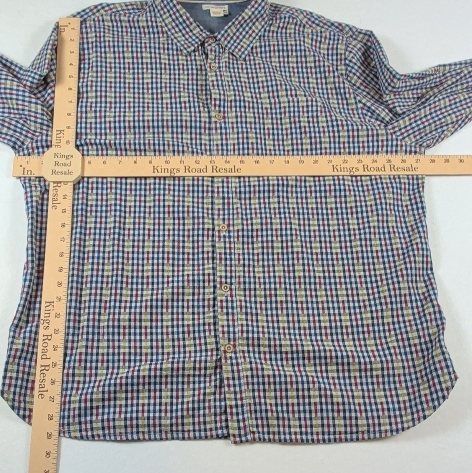 carbon2cobalt Men's 2XL Woven Cotton Long Sleeve Button-Up Multicolor Check 6