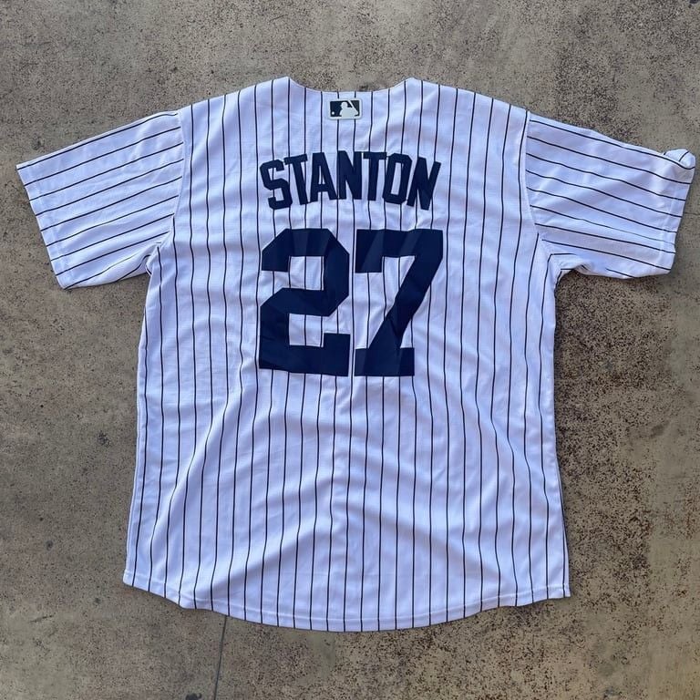 Nike Yankees Stanton #27 Pinstripe Jersey 3